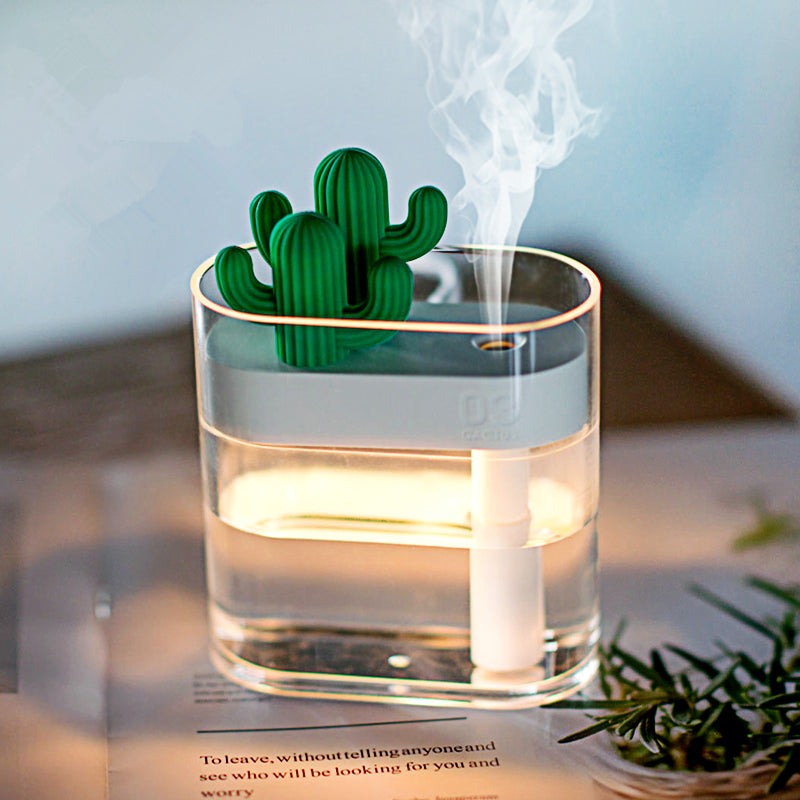 160ML Ultrasonic Air Humidifier Clear Cactus Color Light USB Essential Oil Diffuser Car Purifier Aroma Diffusor Anion Mist Maker